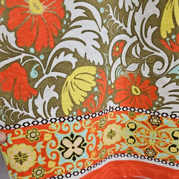 NWT Cato Orange Green Art Deco Linen Blend Boho A-Line Skirt 20W - Picture 2 of 11